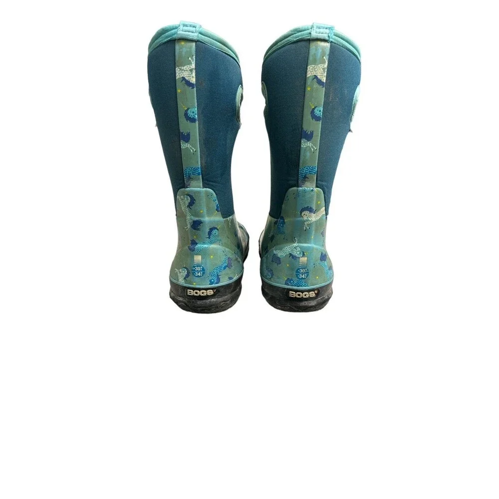 Bogs Blue Unicorn Waterproof Boots -30 Youth‎ Size 4 EU 37